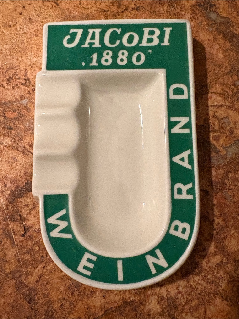 Jacobi 1880 Weinbrand Porcelain Ashtray Johann Haviland Bavaria MCM Cigar Tray